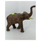 Lucky elephant carved figure with leather wrap