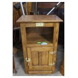 White Clad oak side table with brass hardware