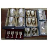 Silverplate chalice grouping - cordials, wine,