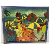 Tropical beach scene on board 26" x 22"
