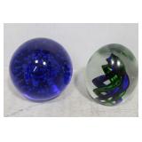 Two art glass paperweights