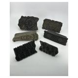 Wooden Printing Block Stamps - Set of 6