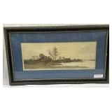 Farm scene giclee framed 30" x 17"