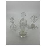 Four Crystal Perfume Bottles incl Irving W Rice