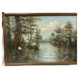 Florida Swamp scene original on canvas 38.5" x