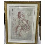 Edna Hibel signed lithograph of mother and