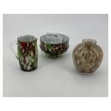 Three Hand-blown Vessels incl bud vase, cup, and