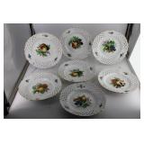Meissen Seven pierced edge floral plates
