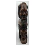 African tribal four face carved bust - ladies &