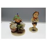 Early Hummel figures - boy with bunnies & boy on