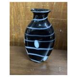 Contemporary art glass black & white vase