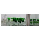 Fostoria Americana glassware in forest green -