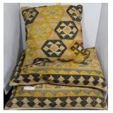 Trio handwoven yellow & grey throw pillows