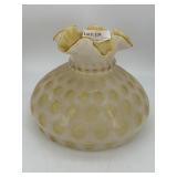 Yellow thumbprint glass parlor shade with ruffle