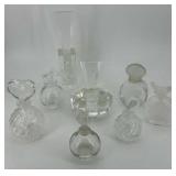 Eight cut crystal perfume bottles incl Japanese