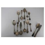 11 Sterling souvenir spoons from around the US,