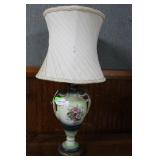 Green porcelain table lamp with floral design
