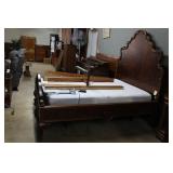 Queen bedframe with ornate high headboard &