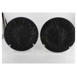 Lalique black glass 8" luncheon plates