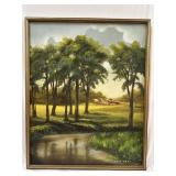 Farm Scene on water - Acrylic on canvas by Cass