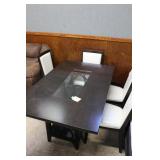Espresso finish dining room table & four chairs