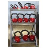 30 - 5lb BodySolid kettleball set on stand
