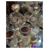 Five crystal perfume bottles
