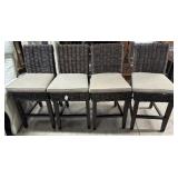 Four wicker back bar stools with contemporary