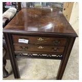 Pair of Lane double drawer side tables