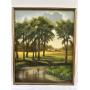 Farm Scene on water - Acrylic on canvas by Cass