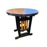 Amish Poly 33" R x 36" H dining table cedar on bla