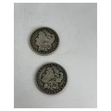 Two 1890-O US Morgan Silver Dollars