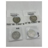 Four US Silver Half Dollars incl 1912-D Barber in