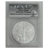 2017 ANACS MS 70 American Silver Eagle First Day o