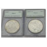 Two PCGS Graded Morgan Silver Dollars: 1883-O Grad