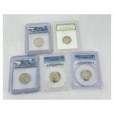 Five Graded Jefferson Nickels: PCGS PR68 1969-S; P