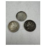 Three US Morgan Silver Dollars: 1880-S, 1883-S, 19