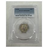 1938 PCGS Graded MS66FB Mercury Silver Dime