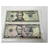 2013 US $5 Federal Reserve Star Note * & 2017-A US