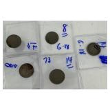 Five Indian Head Cents: 1864, (2) 1873, (2) 1875
