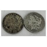 Two US Morgan Silver Dollars: 1888 & 1891-O