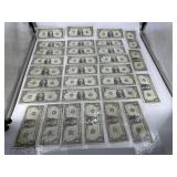 Thirty US 1969 $1 Federal Reserve Notes w/ several