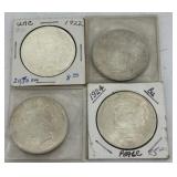 Four US Peace Silver Dollars in Consecutive Years: