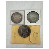 Three US Morgan Silver Dollars w/ Toning: 1883, 18