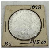 1898 Uncirculated US Morgan Silver Dollar