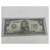 1934 US $50 Federal Reserve Note *Mis-cut Bill