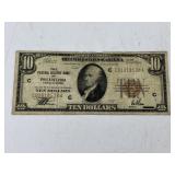 1929 US $10 Brown Seal National Currency from the