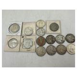 Fifteen Benjamin Franklin Half Dollars - 90% Silve