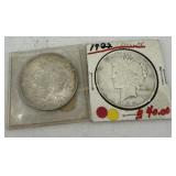 Two 1922 US Peace Dollars