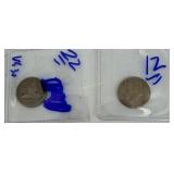 Two 1858 Flying Eagle Cents in sleeves